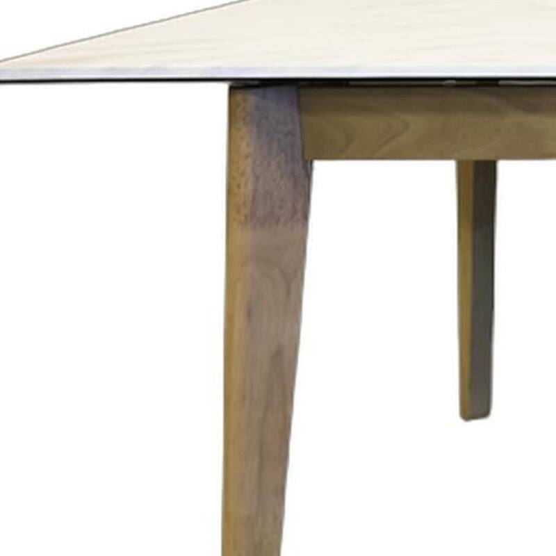 HomeRoots 86" White and Oak Wood Self-Storing Leaf Extendable Dining Table - 70.90 in. x 29.53 in. x 36.10 in.