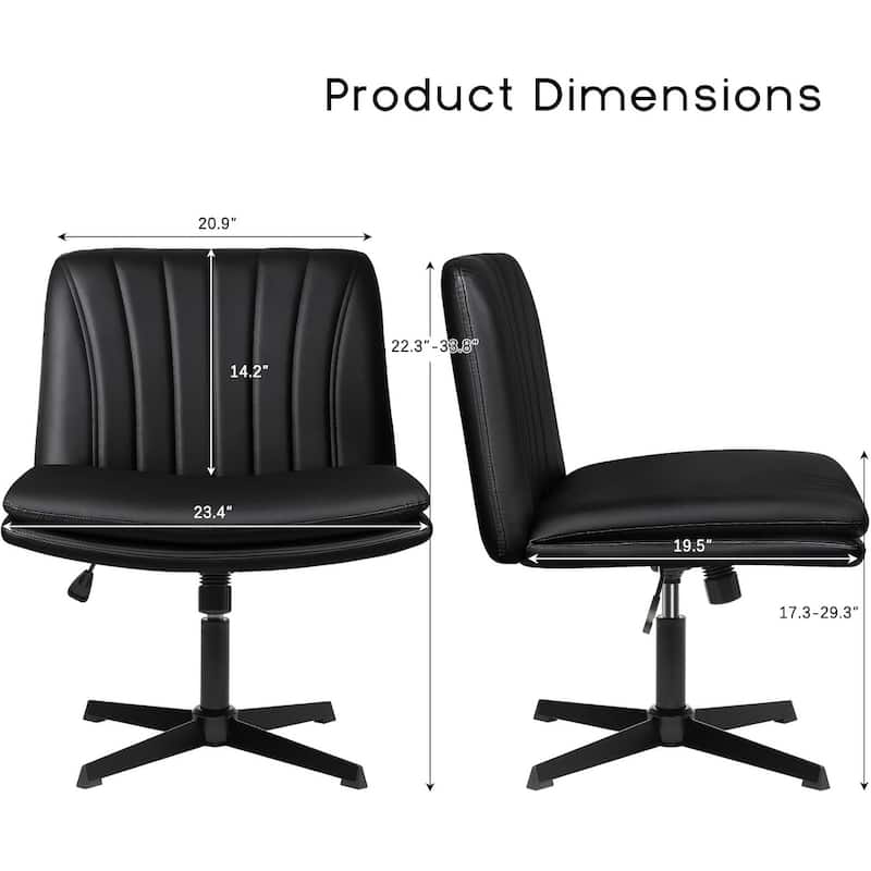BOSSIN Criss Cross Chair Armless Office Desk Chair No Wheels,PU Leather Padded Modern Swivel Vanity Chair office chair