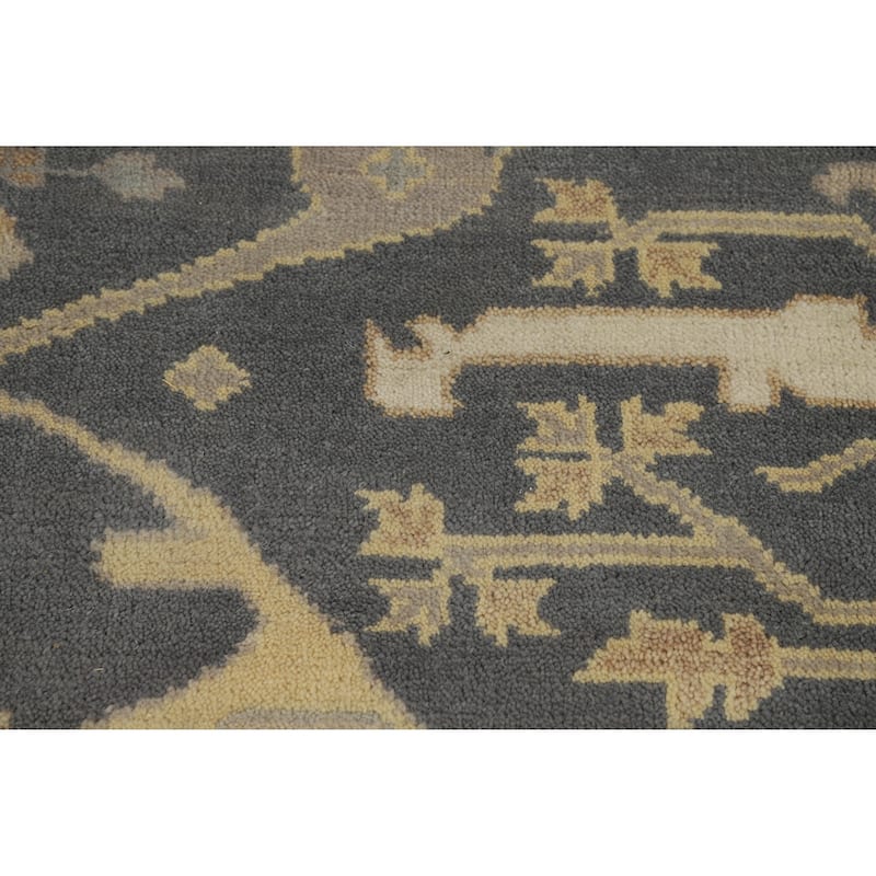 Oushak Indian Area Rug Handmade Floral Grey Wool Carpet - 8'0" x 9'10"