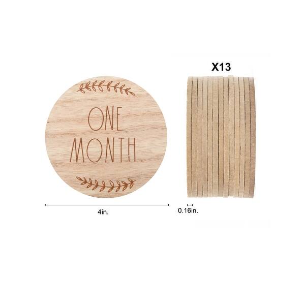 dimension image slide 0 of 2, Rae Dunn Baby Milestone Wooden Discs - Set of 13