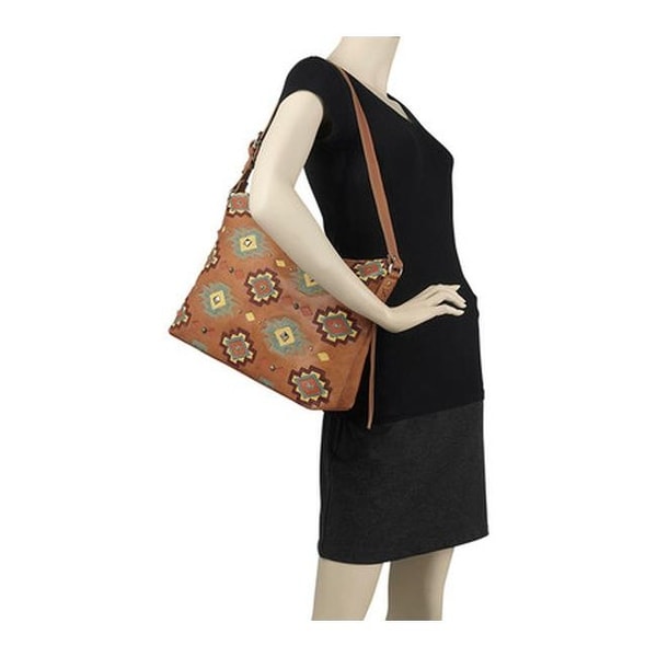 American West Adobe Allure Zip Top Tote Golden Tan Leather