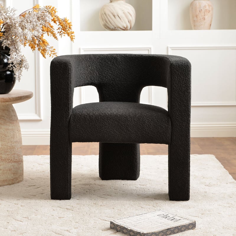 KINWELL 28" Wide Boucle Upholstered Square Armchair