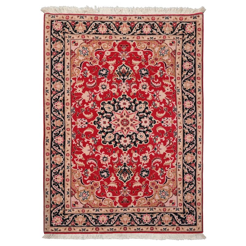 3'6''x5 Hand Knotted Wool Red Traditional 250 KPSI Rug - 3' 6'' x 5' - 3' 6'' x 5'