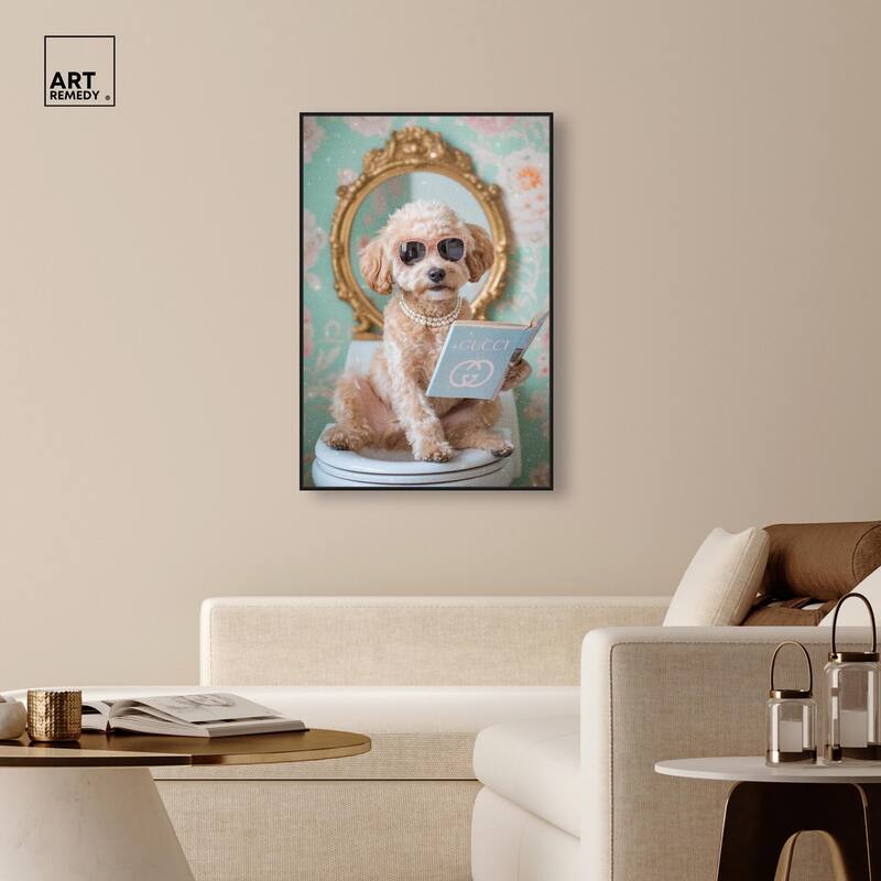 Goldendoodle Toilet Time Canvas by Art Remedy