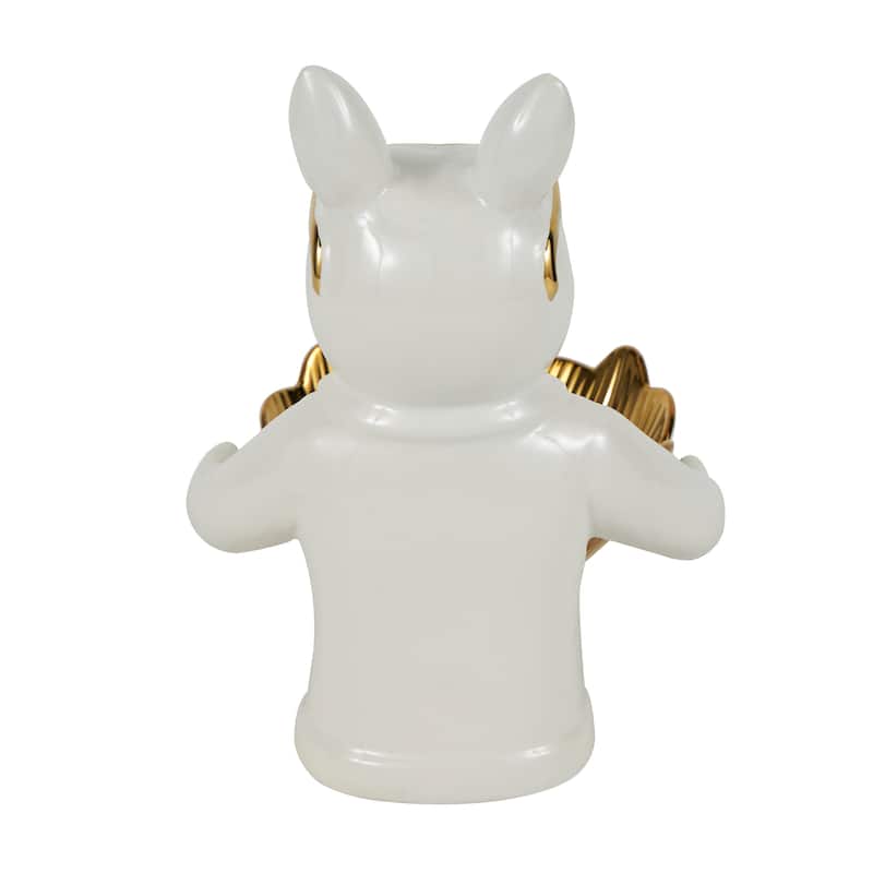 Black or White Ceramic Bulldog Sculpture with Gold Accents