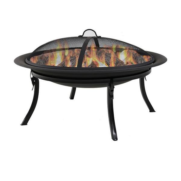 Shop Sunnydaze 29 Fire Pit Steel Folding Fire Bowl With Storage