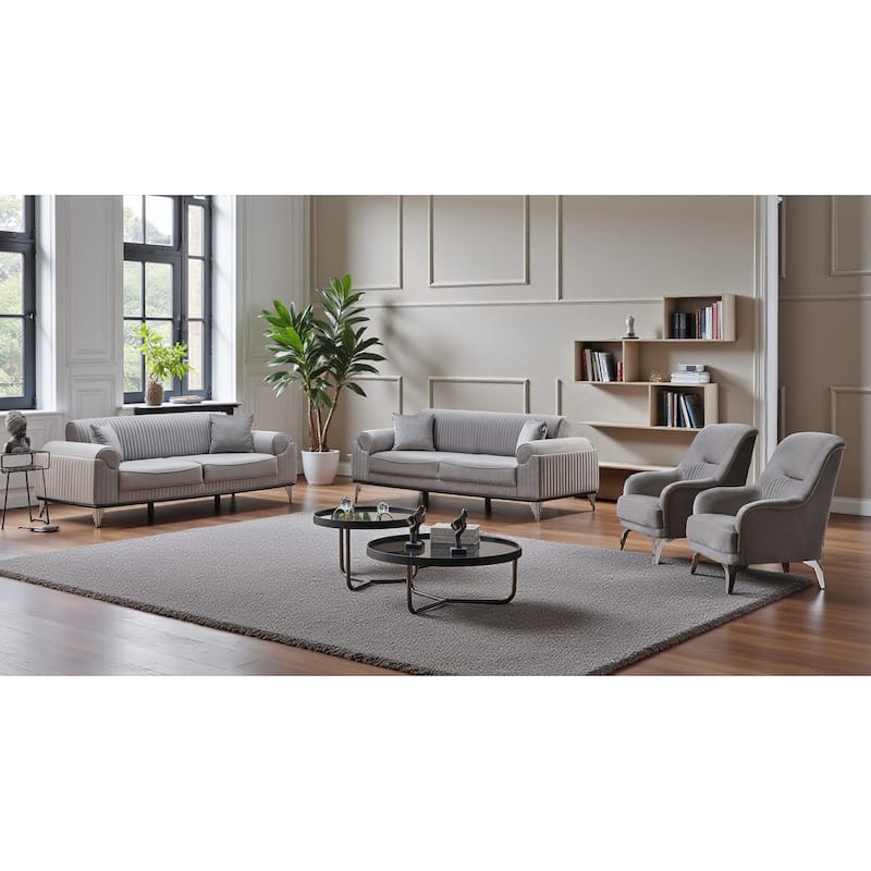 Calmora 3 Pieces Living Room Sets 2 Sofa 1 Chair - Cream