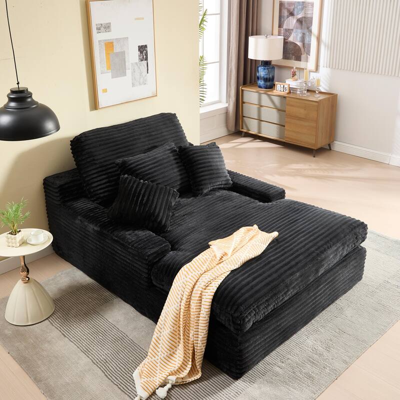 Modern Upholstered Chaise Lounge Sofa for Living Room Office, 75" Oversized Leisure Sofa 2 Seat Sleeper Couch with Pillows