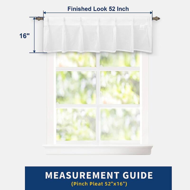 DriftAway Pinch Pleat Valance for Kitchen Window Faux Linen Textured