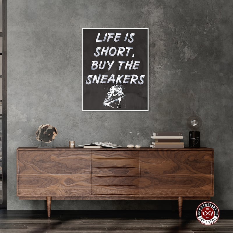Notoriart Buy The Sneakers Framed Sneaker 1 Piece Canvas Wall Art