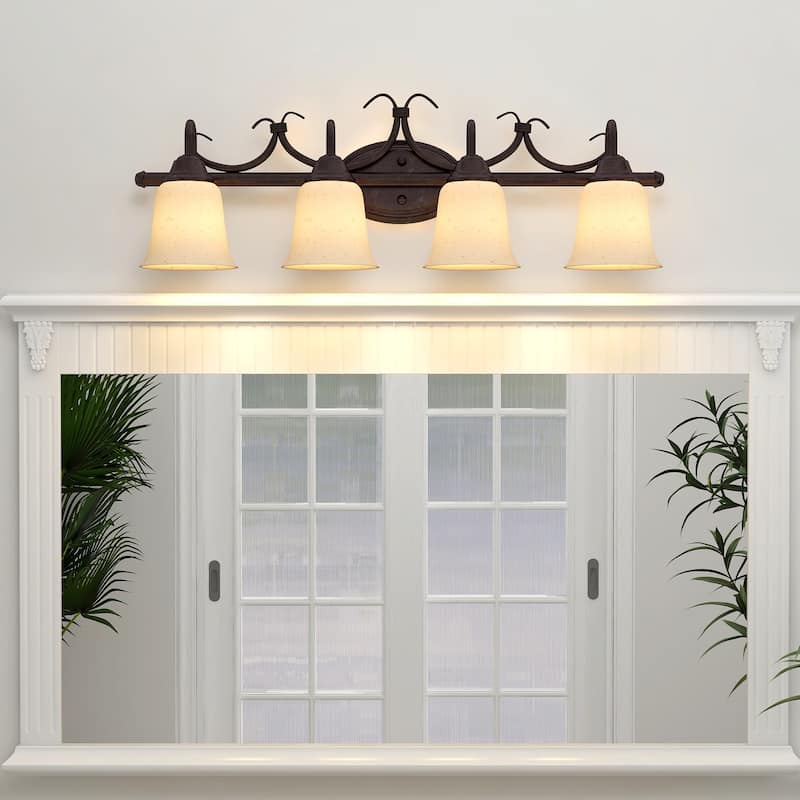 4-Light Forged Bronze Bathroom Vanity Light