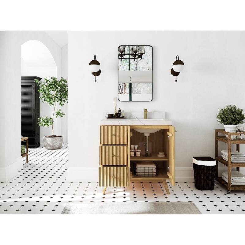 Willow Collections 36 in. W x 22 in. D Pasadena Solid Te Right Offset Sink Bathroom Vanity with Countertop