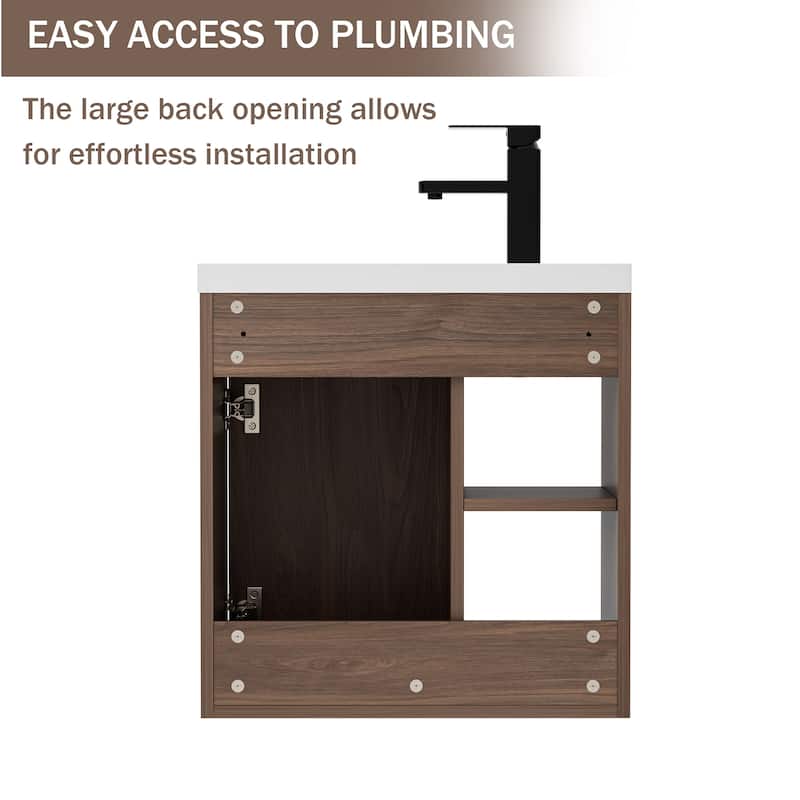 Single-Door Wall Cabinet with Integrated Basin