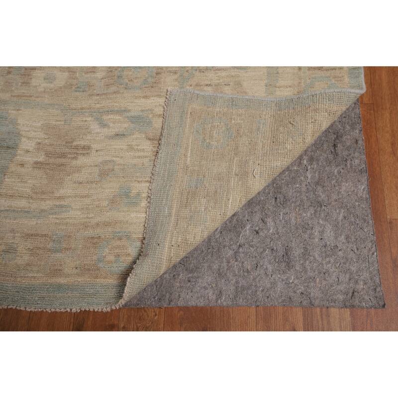 Vegetable Dye Oushak Turkish Large Area Rug Handmade Blue Wool Carpet - 12'3"x 14'6"