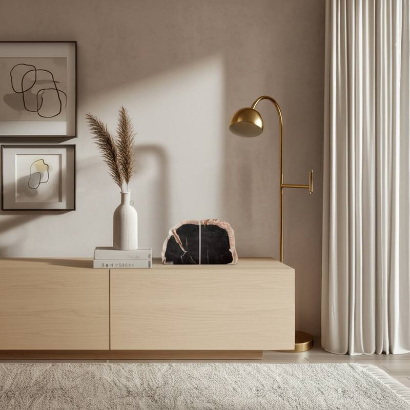 Wood Bookends Natural Slice Design Medium Size (Set of 2) - 7" Black - 5.5" x 2.25" x 7.25" - Black - 5.5" x 2.25" x 7.25"