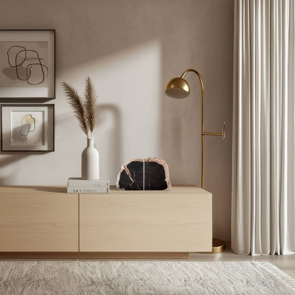 Wood Bookends Natural Slice Design Medium Size (Set of 2) - 7" Black - 5.5" x 2.25" x 7.25"