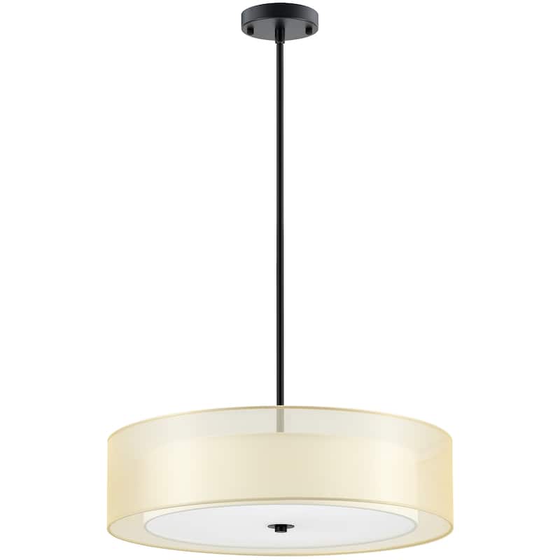 CO-Z 3-Light Antique Bronze Double Drum Pendant Chandelier