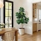 preview thumbnail 26 of 42, Artificial Fiddle Leaf Fig Tree with 48 Leaves in White Planter Pot, Faux Ficus Lyrata Plant for Home or Office Decor
