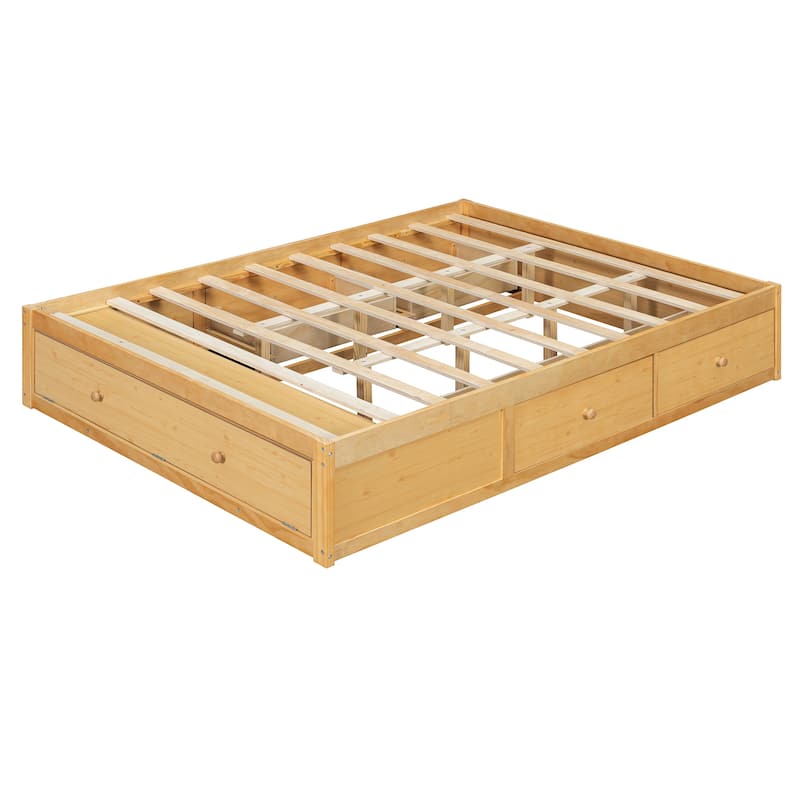 Queen Size Storage Platform Bed with 4 Drawers & Hydraulic Lift Footboard, Space-Saving Frame