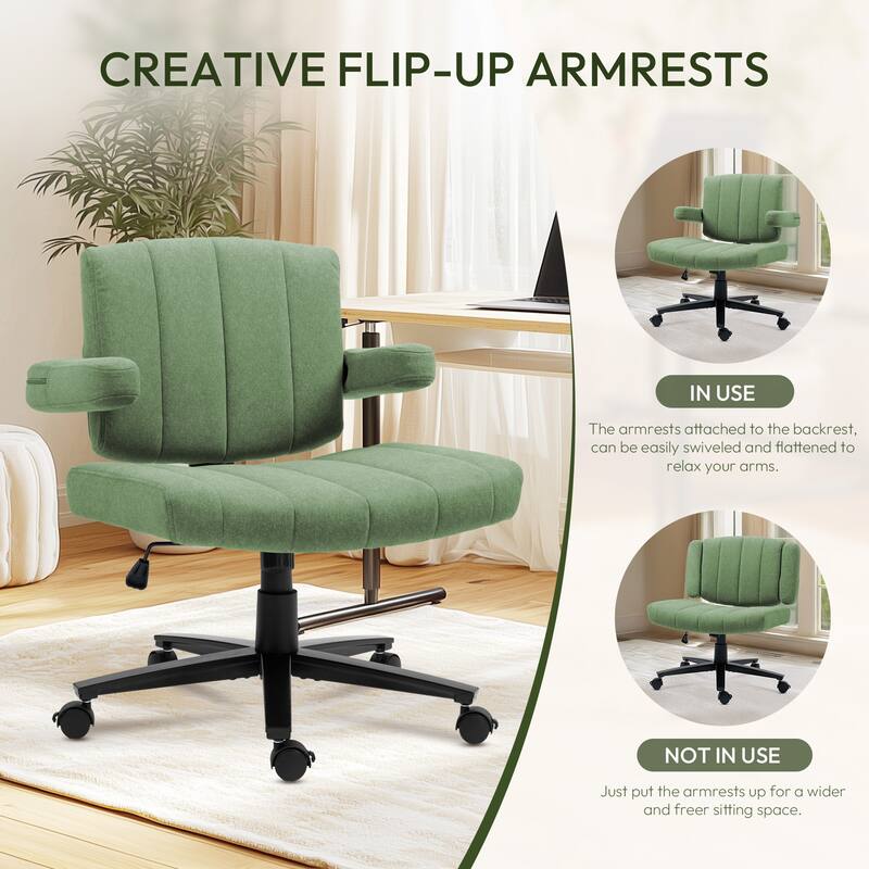 Fabric Criss Cross Swivel Office Chair, Computer Chair with Adjustable Height and Wide Seat, for Study Work Gaming, Green