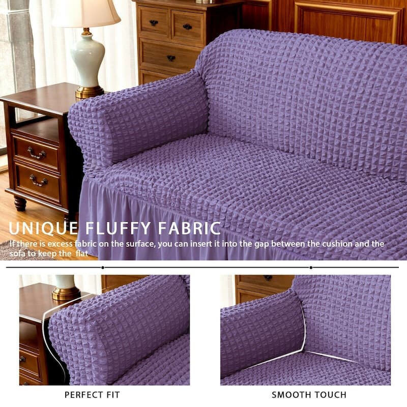 Subrtex 1 Piece Armchair Slipcover Seersucker Skirt Stretch Spandex Furniture Protector