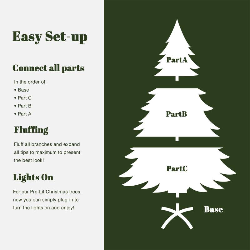 7Ft Pre-Lit Hinged Flocked Fraser Fir Slim Artificial Christmas Tree - 84" H x 52" Diameter