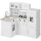 preview thumbnail 1 of 7, Gymax Kid's Corner Kitchen Playset Wooden Chef Play w/ Sink Stove White