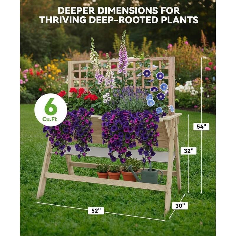 Elevated Garden Bed, with Climbing Trellis