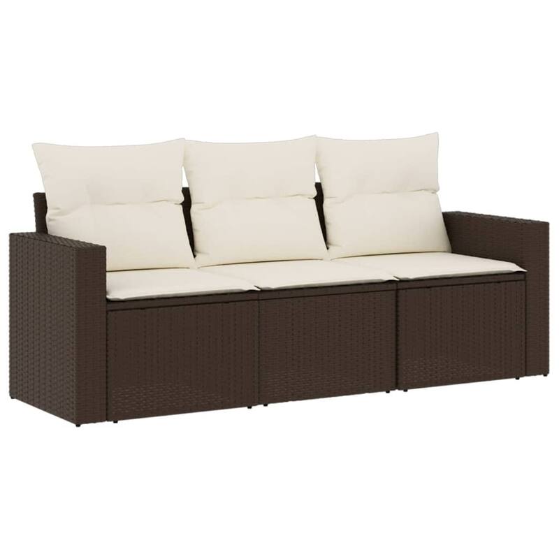 vidaXL Garden Sofa Set Brown, Cream White - 73.2 x 24.4 x 33.5 in