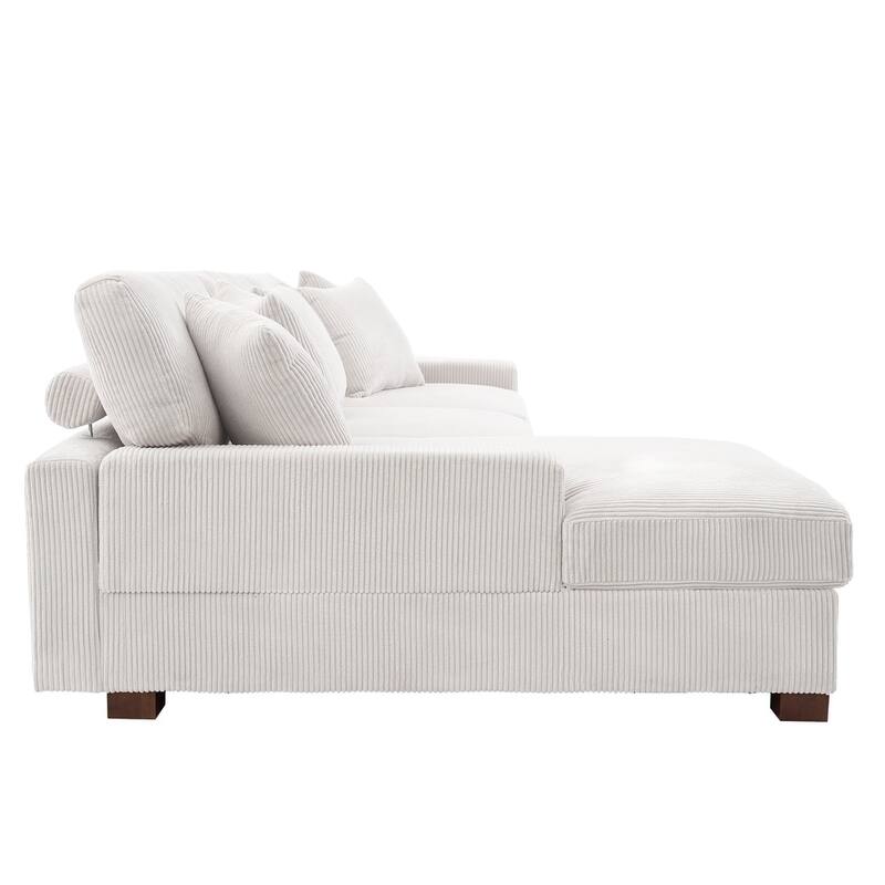 Upholstered Oversized Modular Sectional Sofa Set Corduroy Sleeper Sofa With Chaise