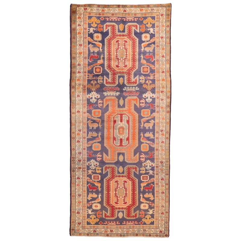 ECARPETGALLERY Hand-knotted Konya Anatolian Navy Wool Rug - 4'7 x 10'9