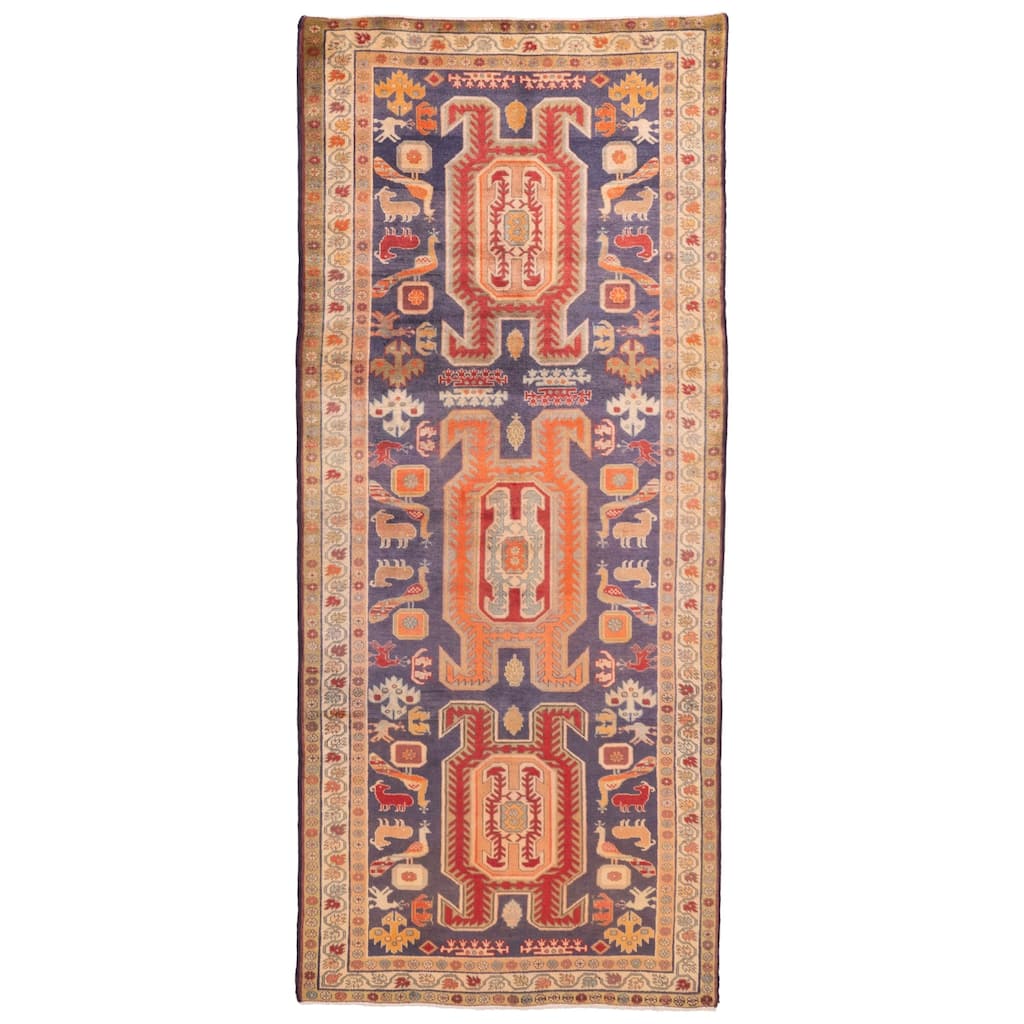 ECARPETGALLERY Hand-knotted Konya Anatolian Navy Wool Rug - 4'7 x 10'9