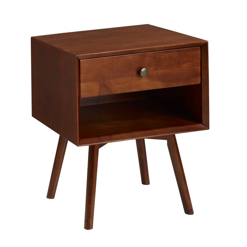 Middlebrook Mid-Century Solid Wood 1-Drawer, 1 Shelf Nightstand
