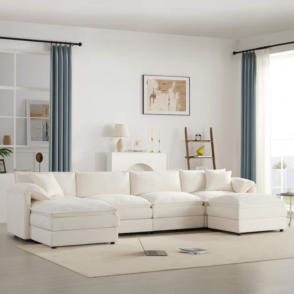 Chenille Modular U-Shaped Sectional Sofa with Removable Ottomans by Harper & Bright Designs