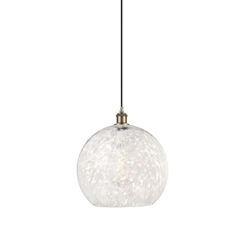 Innovations Lighting 516-1P-17-14 White Mouchette Pendant White - Antique Brass