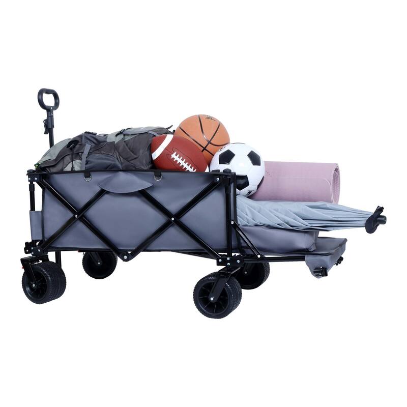 Foldable Wagon with Extended Tailgate and Wheels - N/A