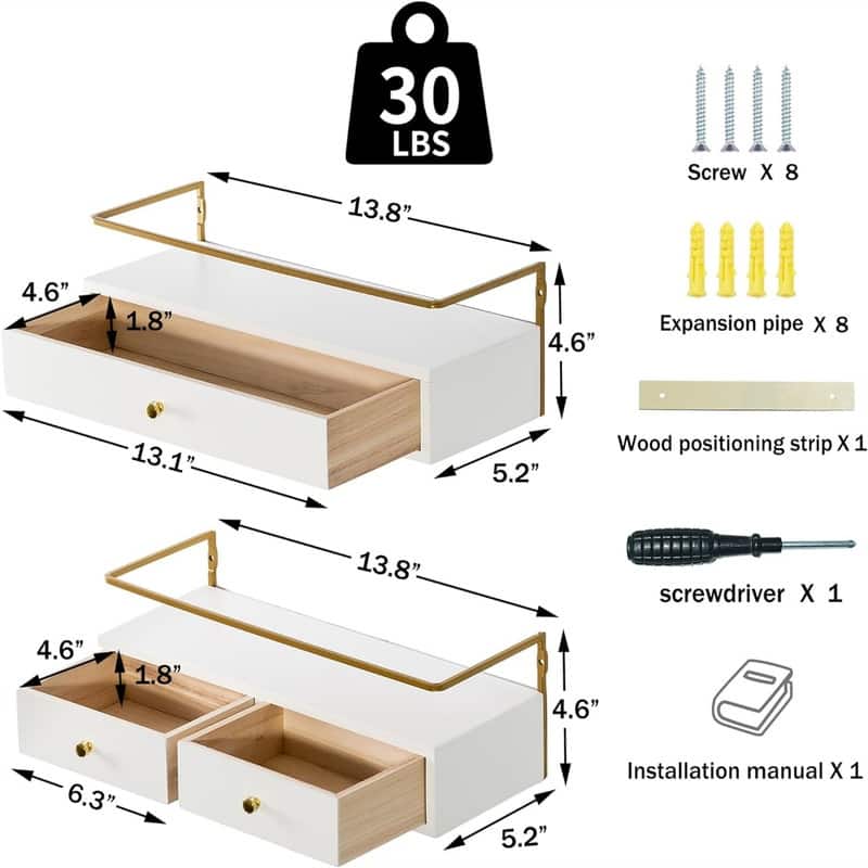 Floating Shelves for Wall Storage - 5.9"D x 16.2"W x 5.9"H