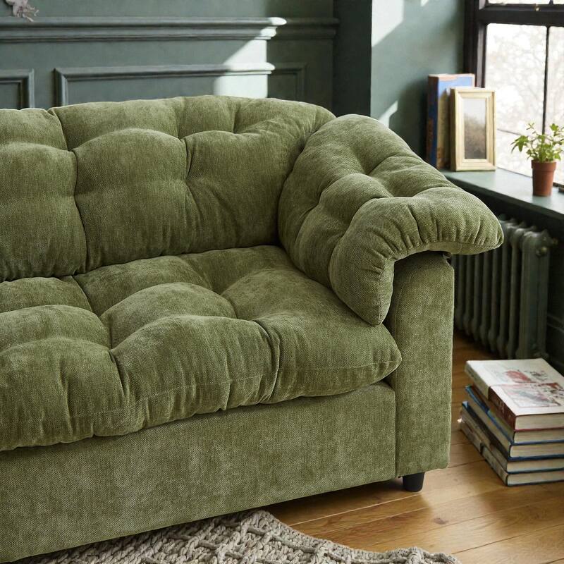 94.8" Chenille Deep Seat Sofa, Modern Cloud-Like Upholstered 3-Seater Couch for Living Room, Bedroom, Office & Apartments