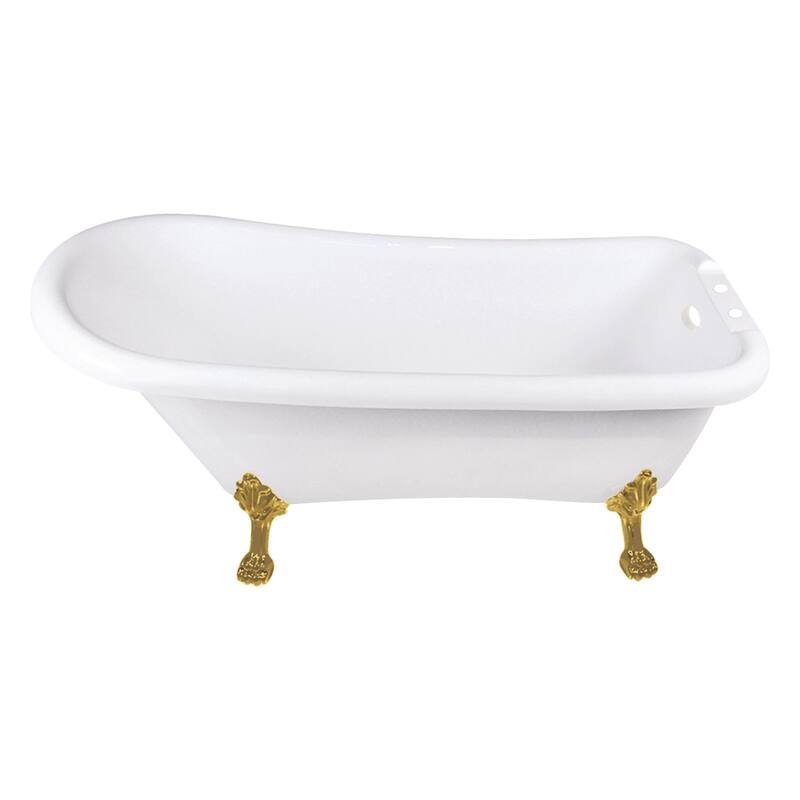 Kingston Brass VT7DE672826WAC Aqua Eden 67" Clawfoot Acrylic Soaking - Glossy White / Brushed Brass