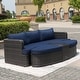 preview thumbnail 12 of 33, 5-piece Patio Aluminum Wicker Daybed Sectional Sofa Set with 1 Side Table and 2 Ottomans
