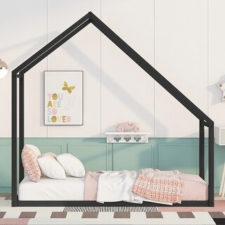 Minimal Design Metal Twin House Bed for Kids