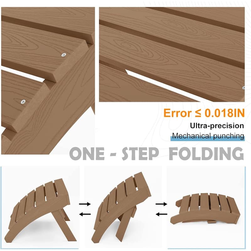 WINSOON All Weather HIPS Outdoor Folding Ottoman Adirondack Chair Footrest Set Of 2
