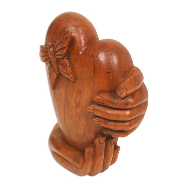 Novica Handmade Love Butterfly Wood Sculpture