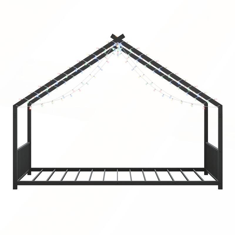 Twin size children's bed frame with LED light strips