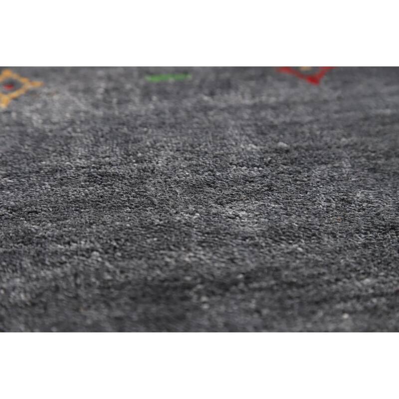 Hand Knotted Oriental 100% Wool Carpet Tribal Animal Pictorial Greys & Charcoal Gabbeh Area Rug - 5' 10'' X 4' 5''