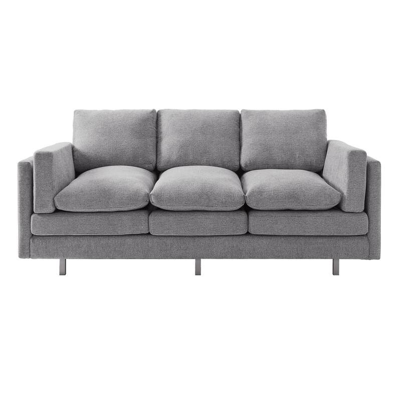 Christopher Knight Home - Lennox Modern Upholstered 3-Seater Sofa with Dual-Layer Cushions and Metal Legs