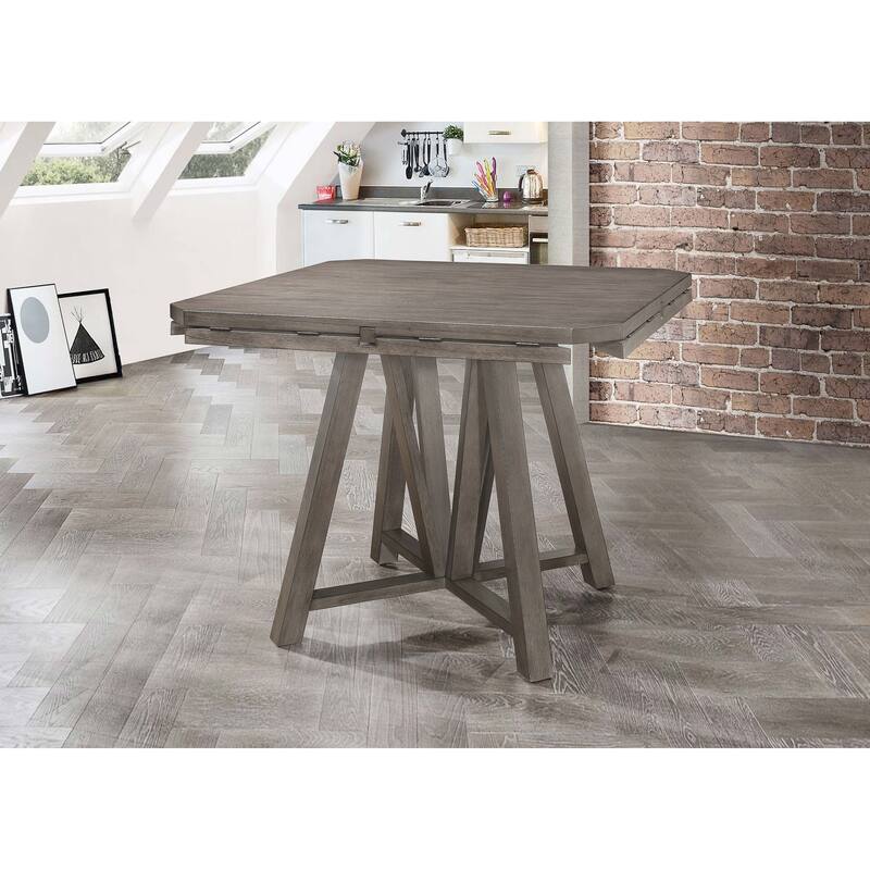 Athens Round 60-inch Drop Leaf Counter Dining Table Grey