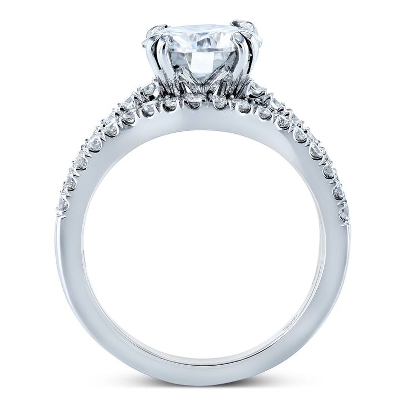 Annello by Kobelli 14k Gold 2 1/3ct TGW Forever One Moissanite and Lab Grown Diamond Bridal Rings Set DEF, VS