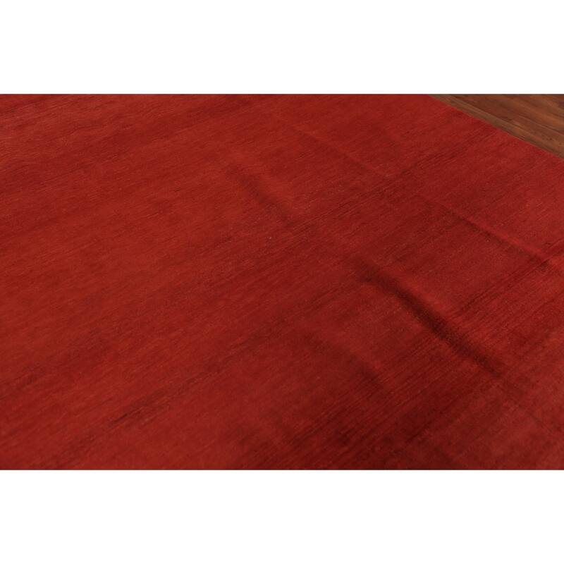 Red Modern Gabbeh Oriental Area Rug Hand-Knotted Wool Carpet - 6'8" x 9'2"