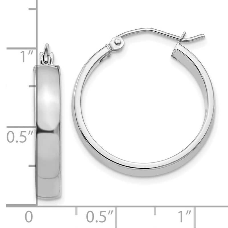 Curata 10k White Gold Polished 5x22.31mm Wide Hoop Earrings